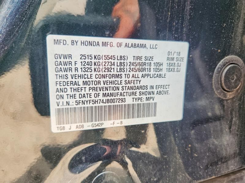 2018 HONDA PILOT EXLN 13