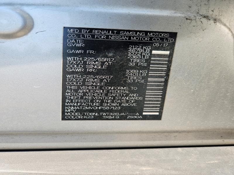 2017 NISSAN ROGUE SV 13