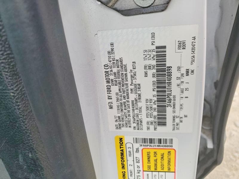 2017 FORD FUSION SE HYBRID 12