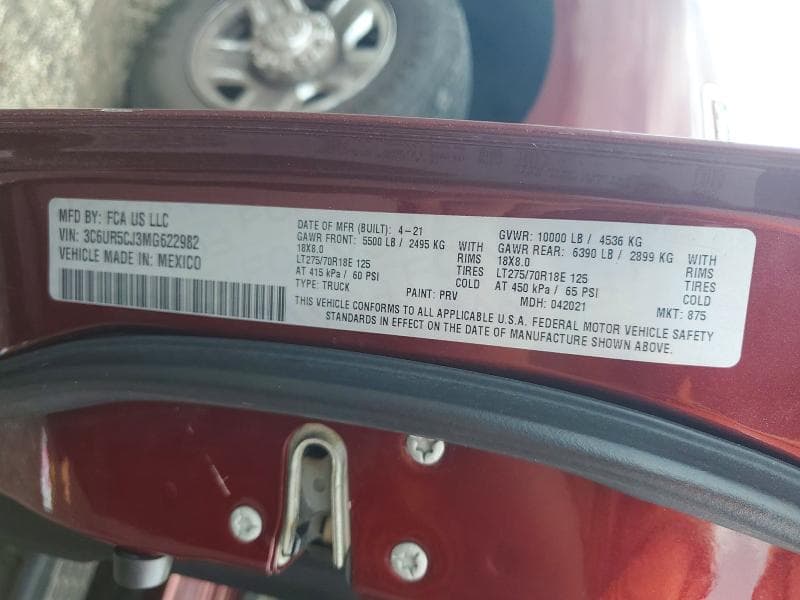 2021 RAM 2500 TRADESMAN 12