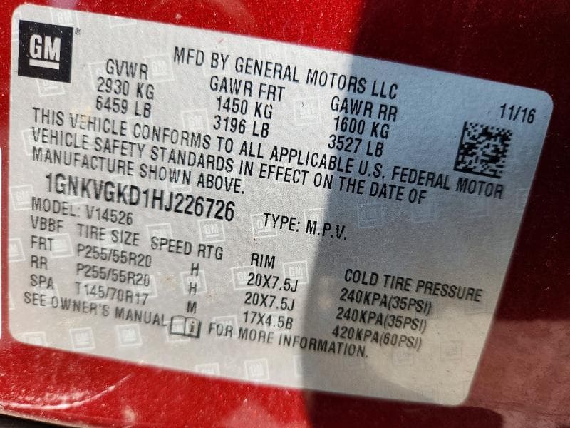 2017 CHEVROLET TRAVERSE LT 13