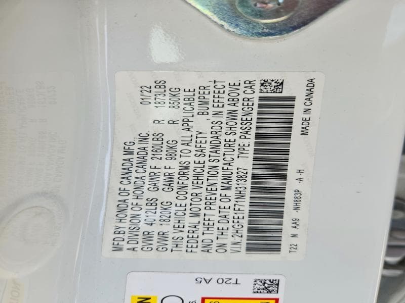 2022 HONDA CIVIC EX 13