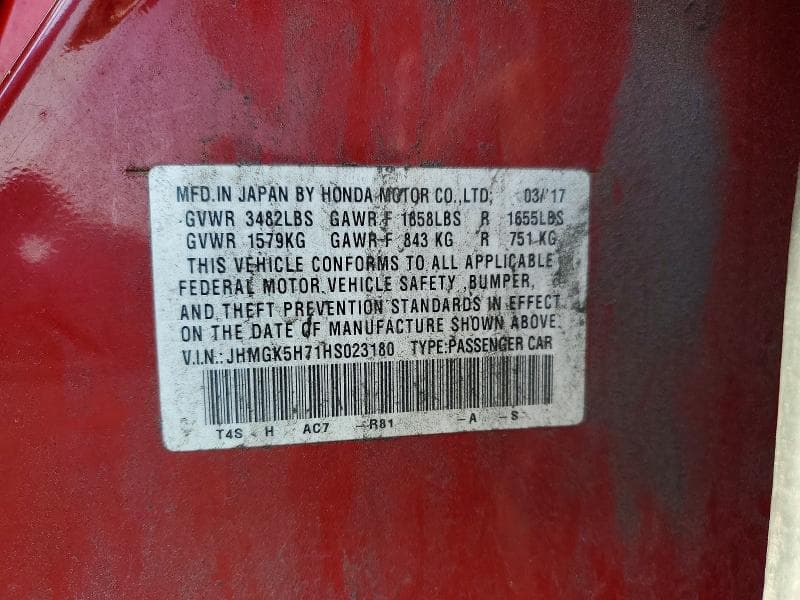 2017 HONDA FIT EX 12