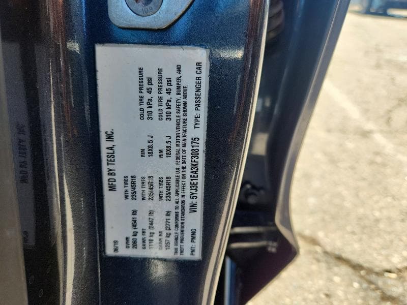 2019 TESLA MODEL 3 12