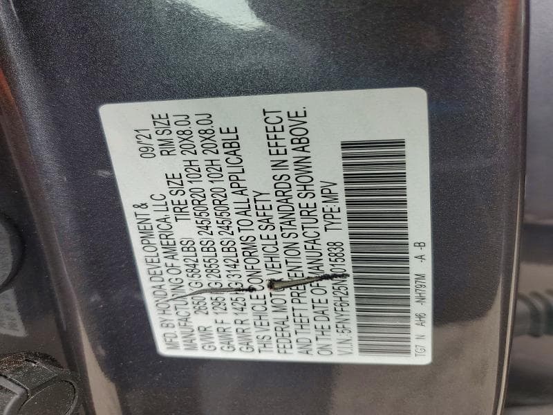 2022 HONDA PILOT SE 13