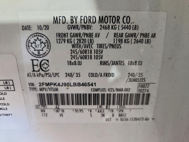 2020 FORD EDGE SEL 12