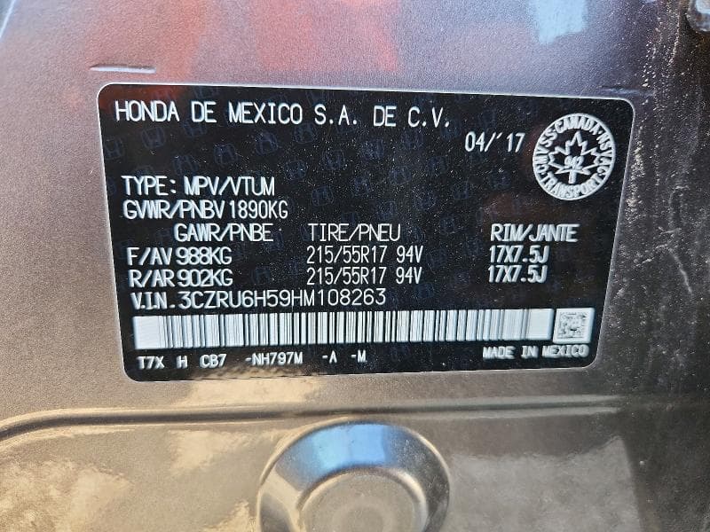 2017 HONDA HR-V EX 14