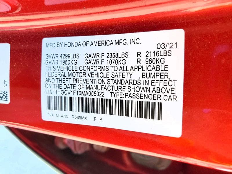 2021 HONDA ACCORD LX 12