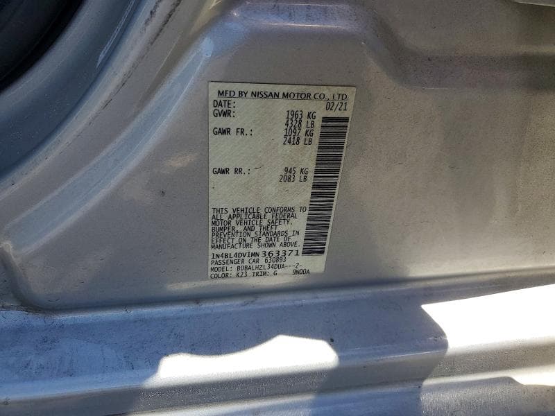 2021 NISSAN ALTIMA SV 12