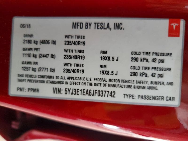 2018 TESLA MODEL 3 12