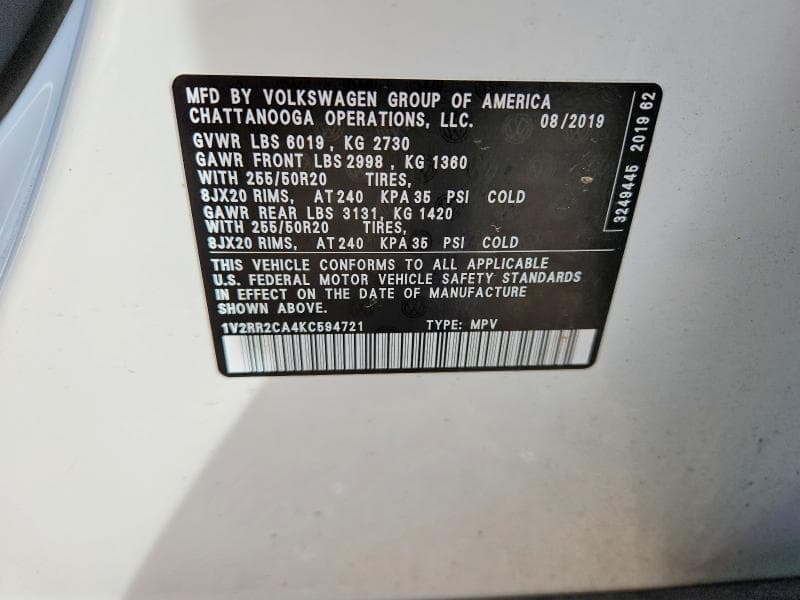 2019 VOLKSWAGEN ATLAS SEL 14