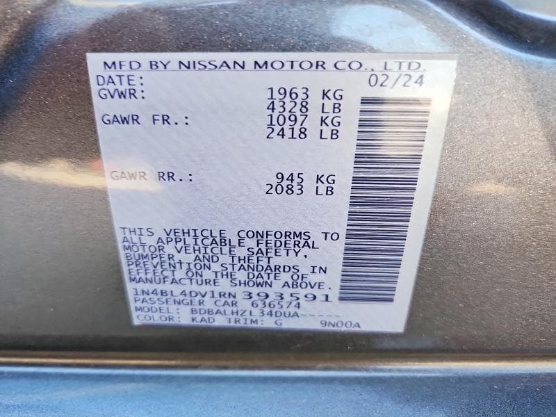 2024 NISSAN ALTIMA SV 13