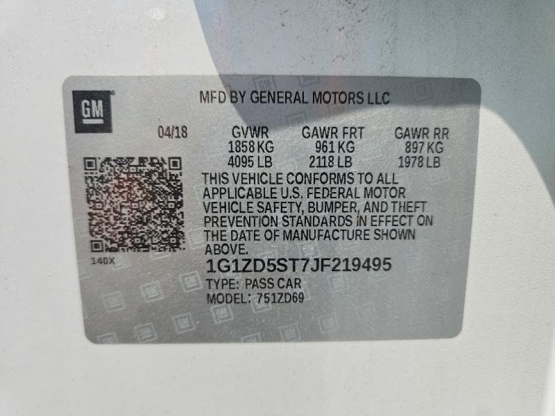 2018 CHEVROLET MALIBU LT 12