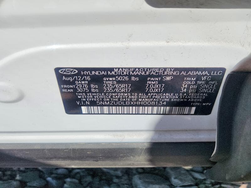 2017 HYUNDAI SANTA FE SPORT 2.4L 12