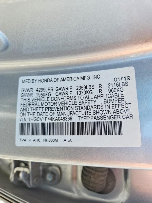 2019 HONDA ACCORD EX 13