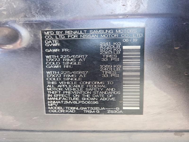 2020 NISSAN ROGUE SV 12