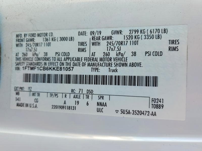 2019 FORD F150 12