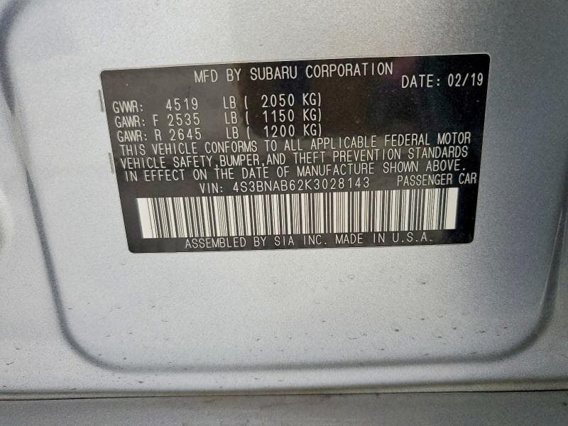 2019 SUBARU LEGACY 2.5I 13