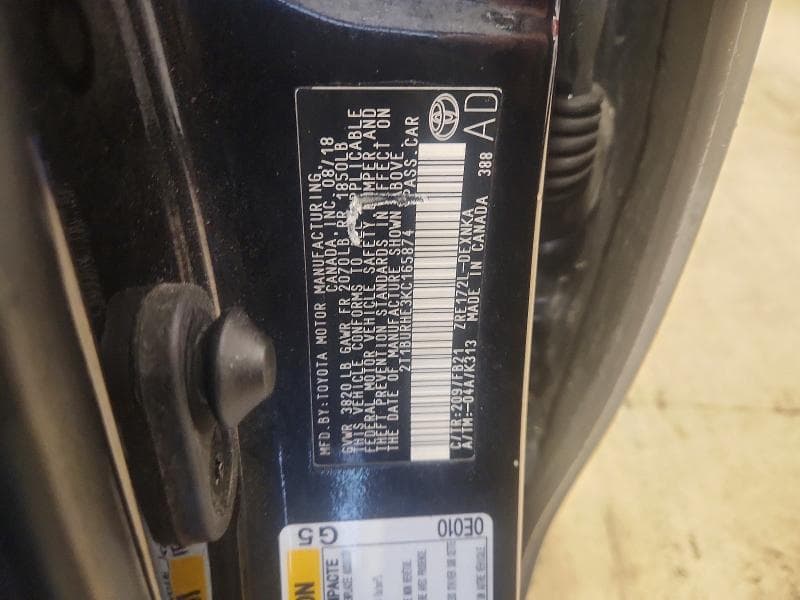2019 TOYOTA COROLLA LE 12