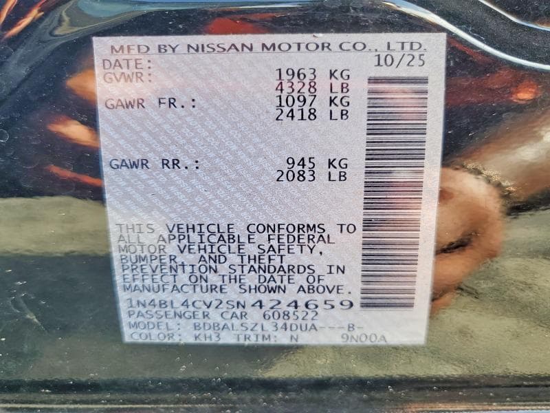 2025 NISSAN ALTIMA SR 13