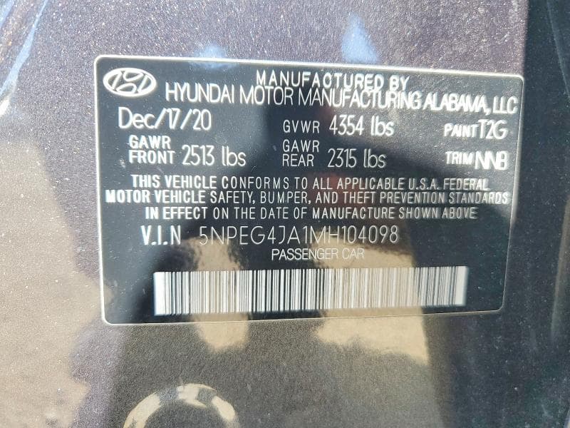 2021 HYUNDAI SONATA SE 13