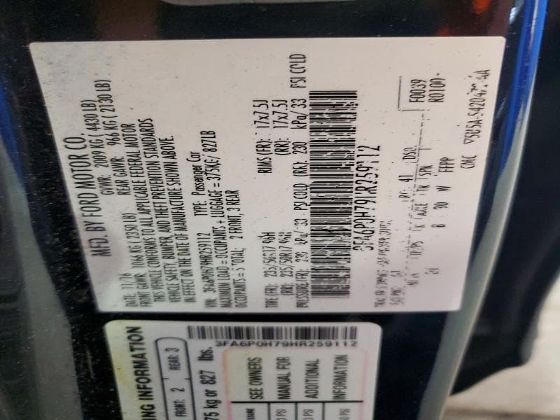 2017 FORD FUSION SE 12