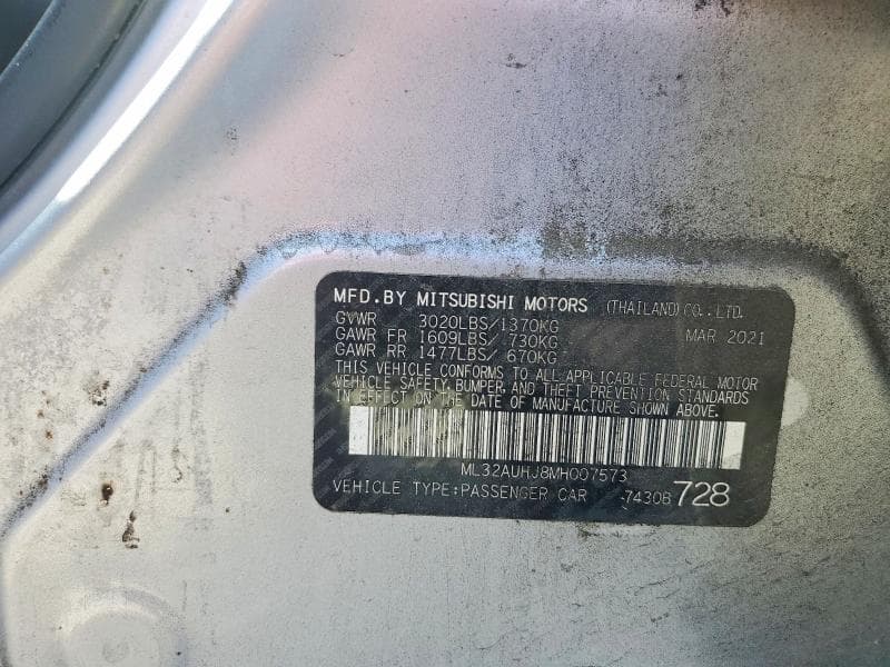 2021 MITSUBISHI MIRAGE ES 12