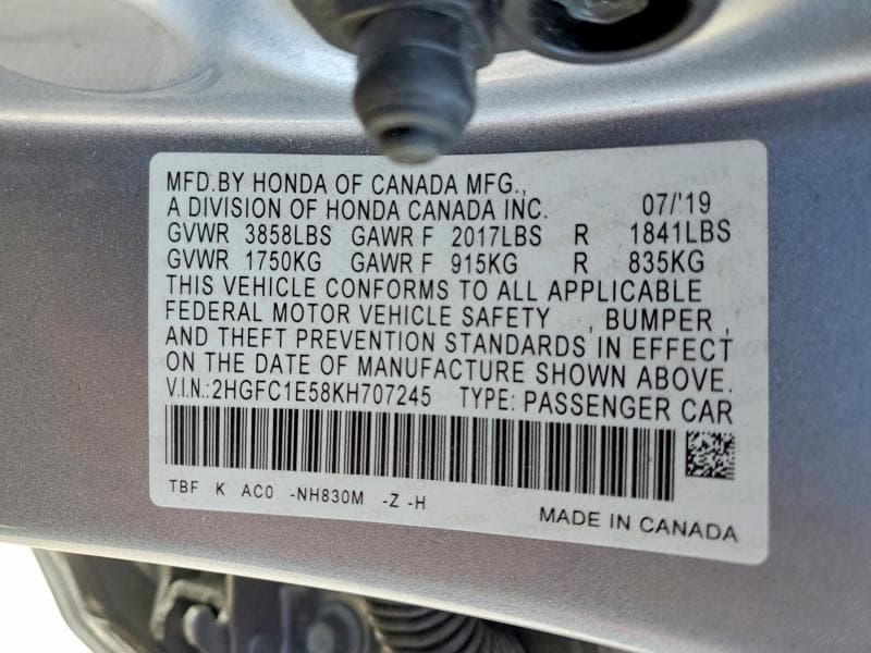 2019 HONDA CIVIC SI 12