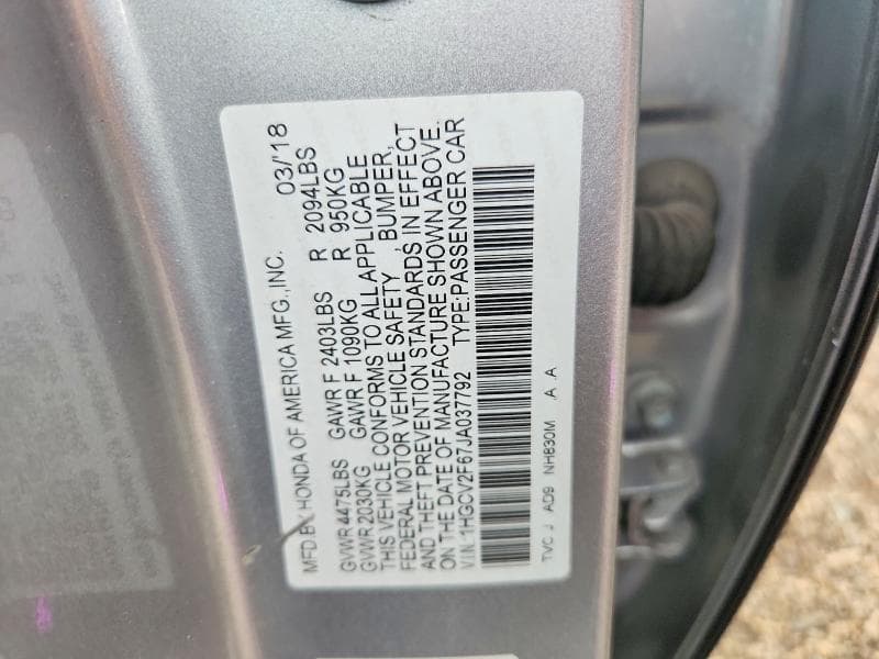 2018 HONDA ACCORD EXL 12