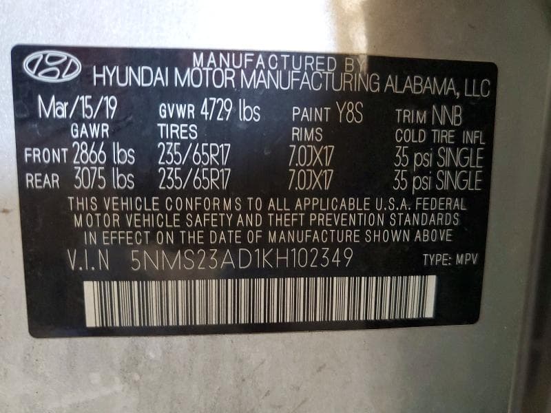 2019 HYUNDAI SANTA FE SE 12