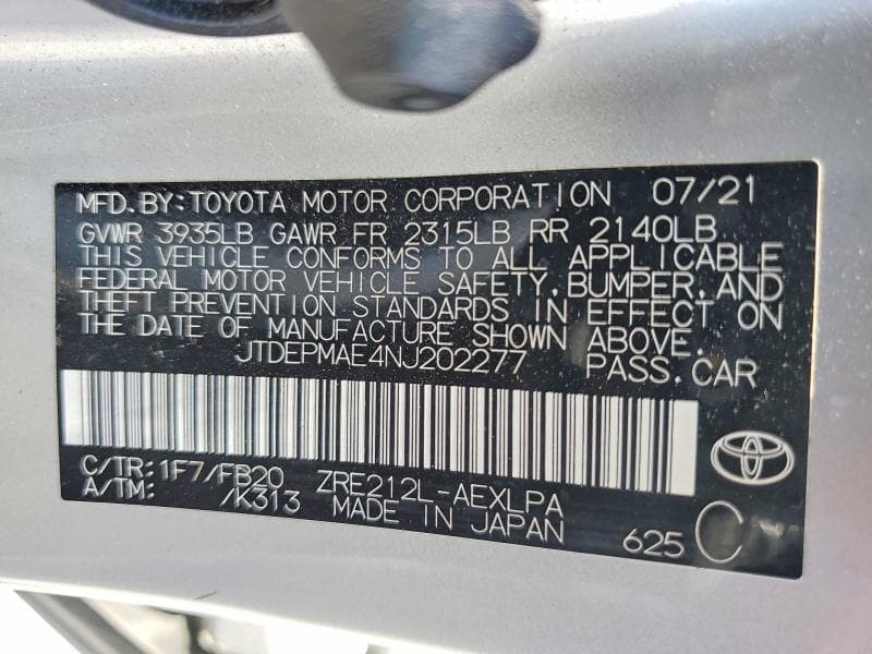 2022 TOYOTA COROLLA LE 13