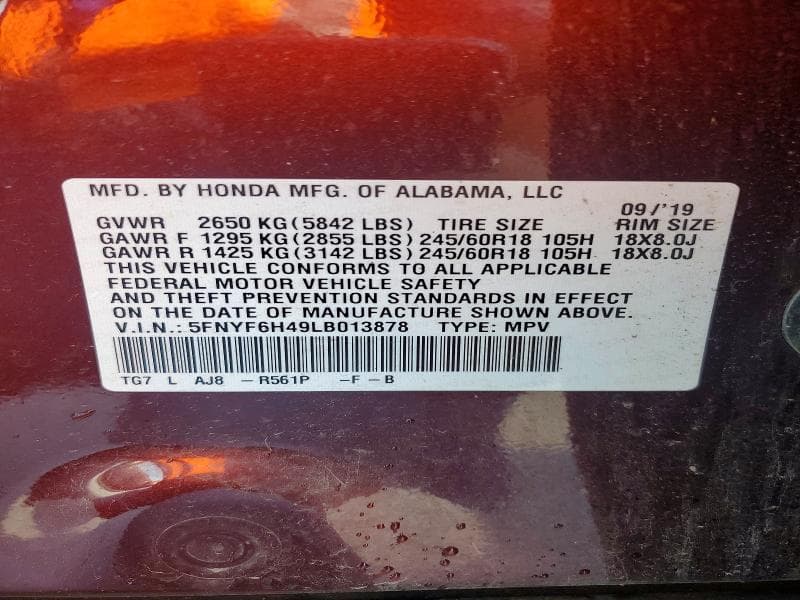 2020 HONDA PILOT EXL 14