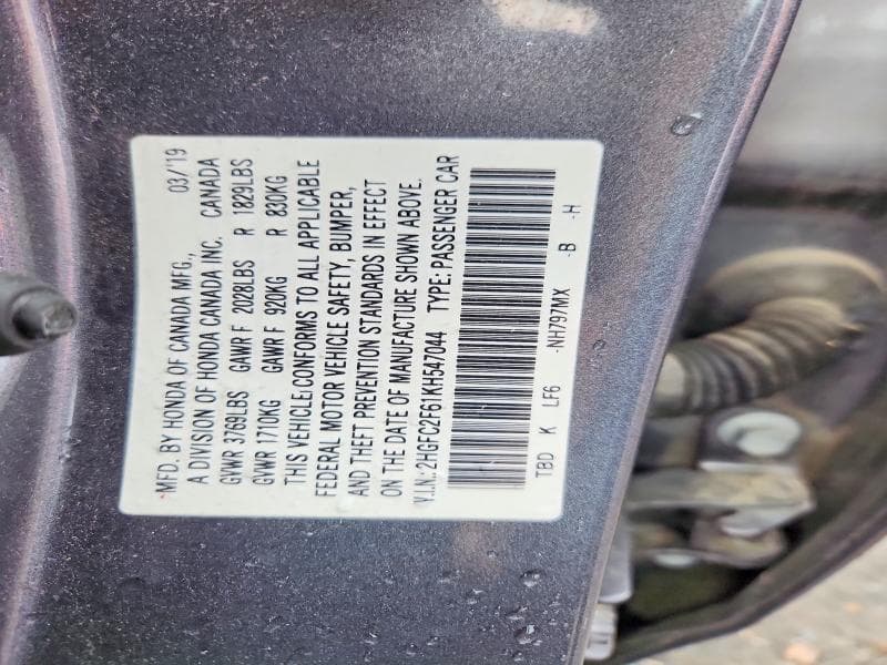 2019 HONDA CIVIC LX 12