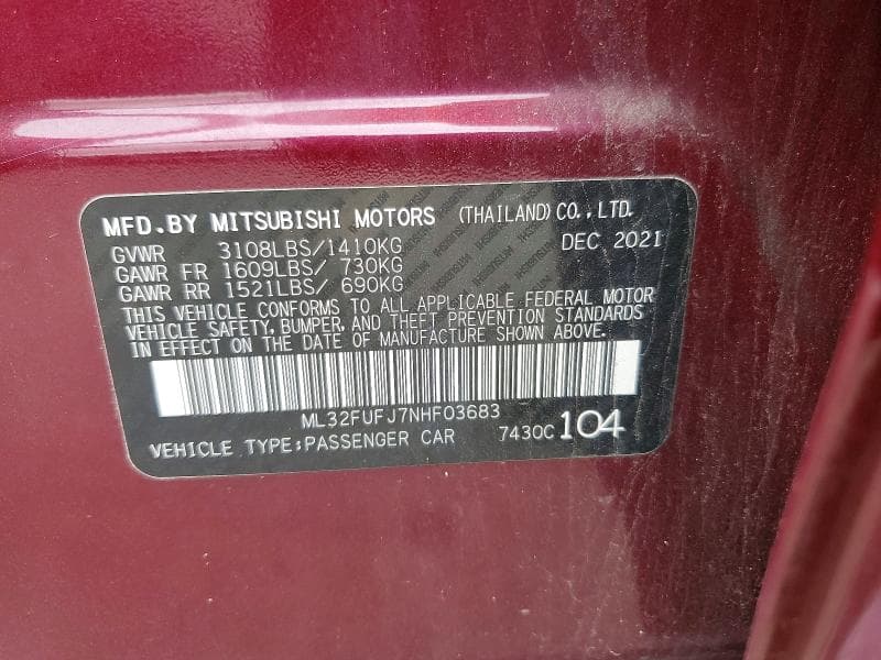 2022 MITSUBISHI MIRAGE G4 ES 12