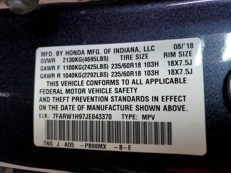 2018 HONDA CR-V TOURING 12