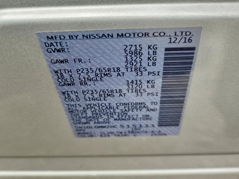 2017 INFINITI QX60 BASE 13
