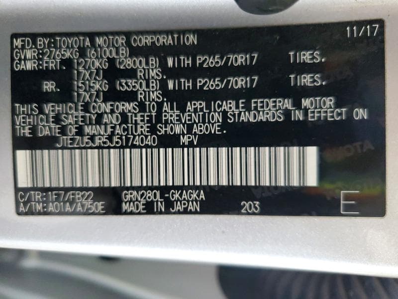 2018 TOYOTA 4RUNNER SR5 13