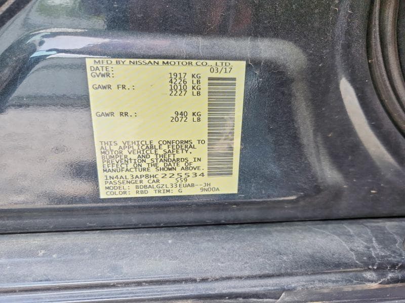 2017 NISSAN ALTIMA 2.5 S 12