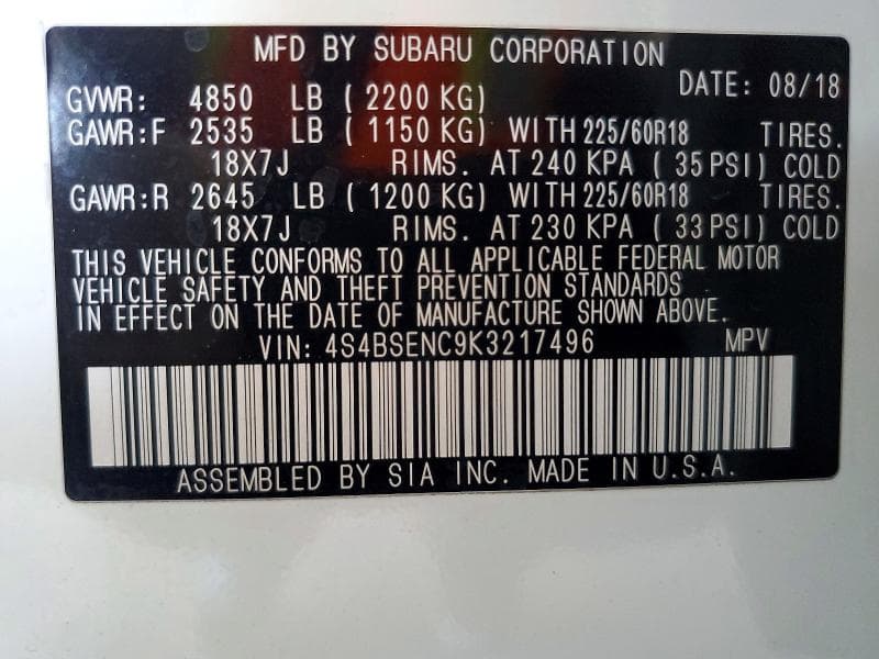 2019 SUBARU OUTBACK 3.6R LIMITED 13