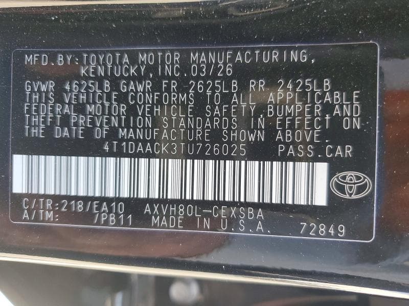 2026 TOYOTA CAMRY SE 13