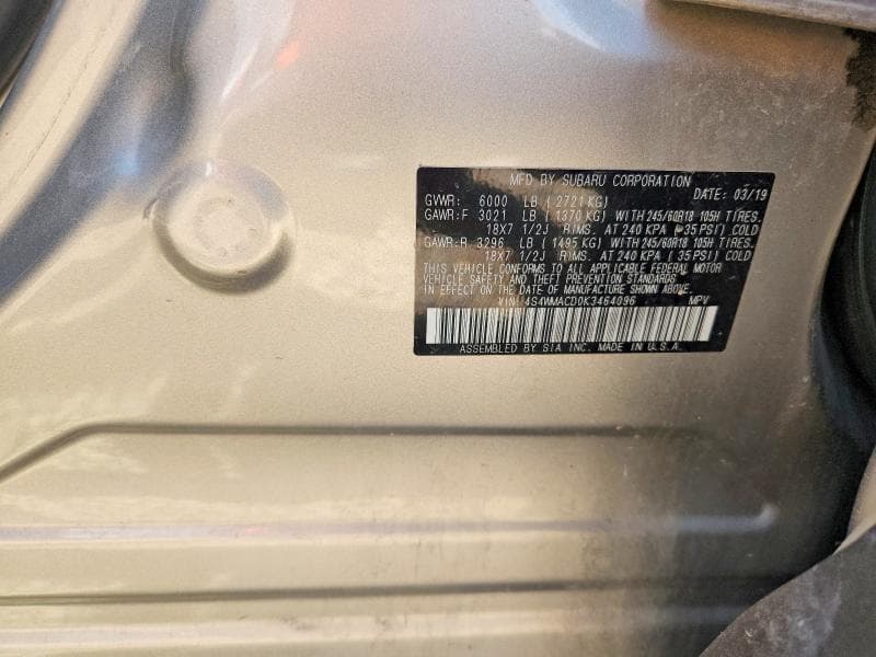 2019 SUBARU ASCENT PREMIUM 13