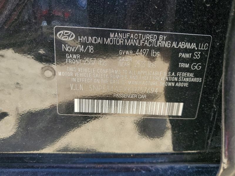 2019 HYUNDAI SONATA SEL 12