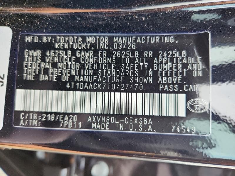 2026 TOYOTA CAMRY SE 12