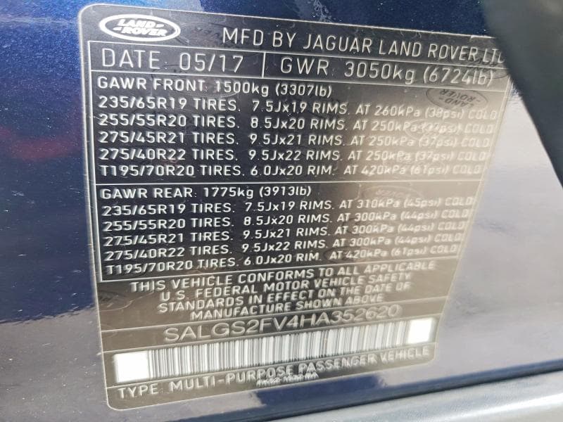 2017 LAND ROVER RANGE ROVER HSE 13