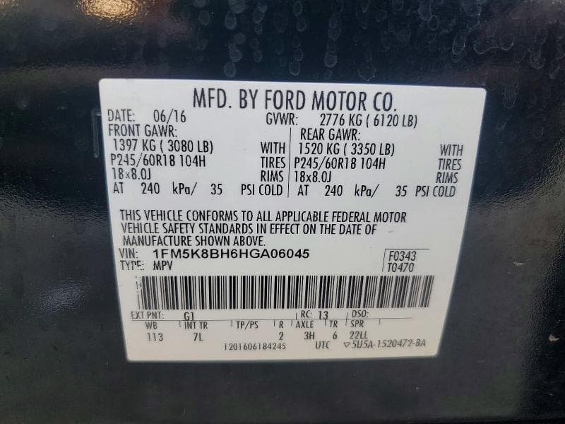 2017 FORD EXPLORER 13