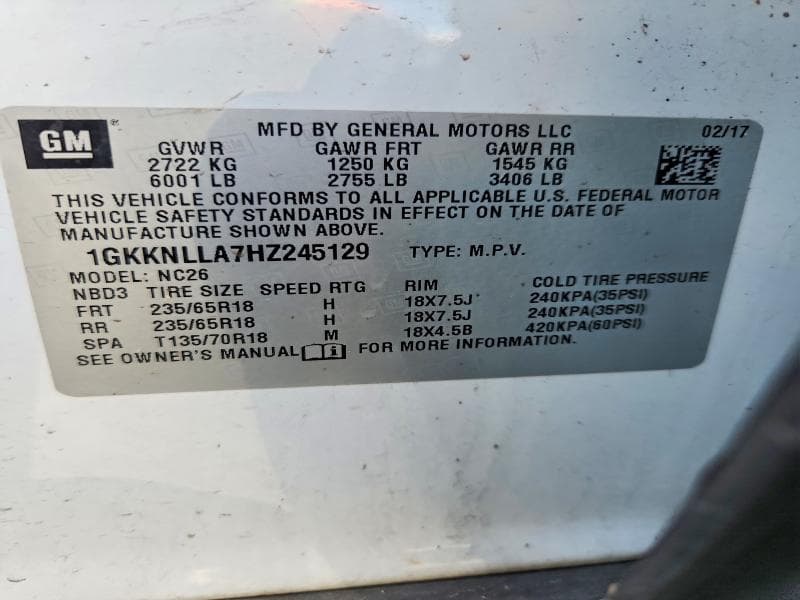 2017 GMC ACADIA SLE 13