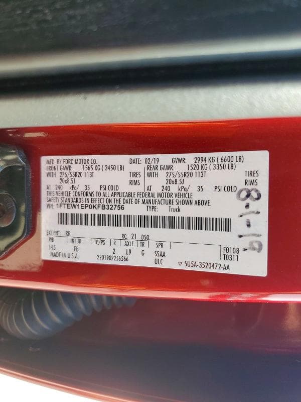 2019 FORD F150 SUPERCREW 12