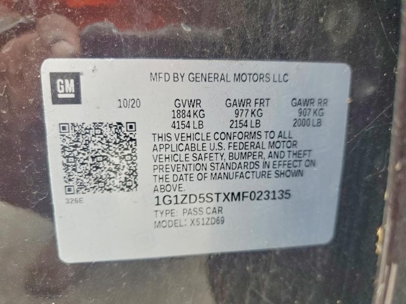 2021 CHEVROLET MALIBU LT 12