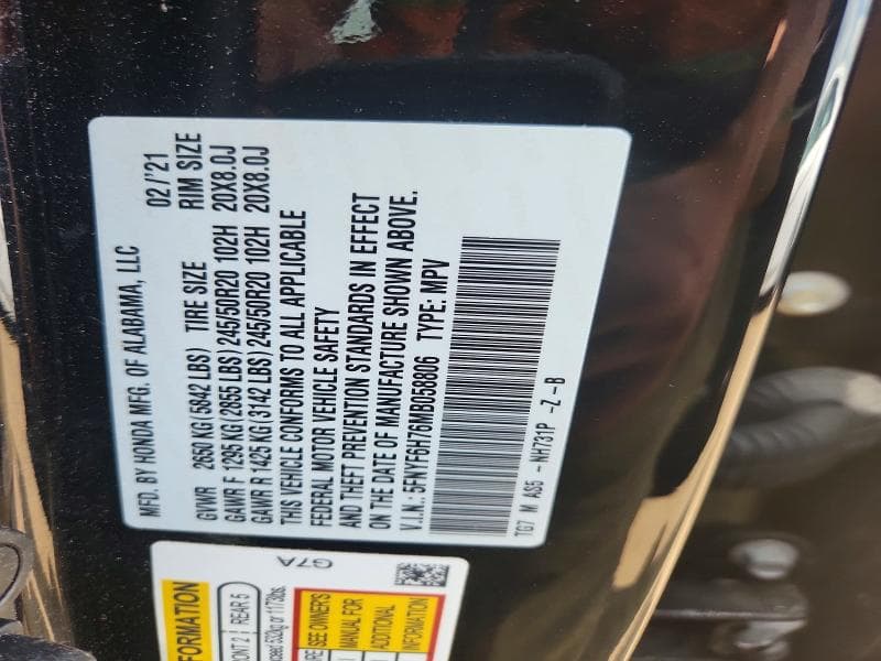 2021 HONDA PILOT BLACK BLACK 12