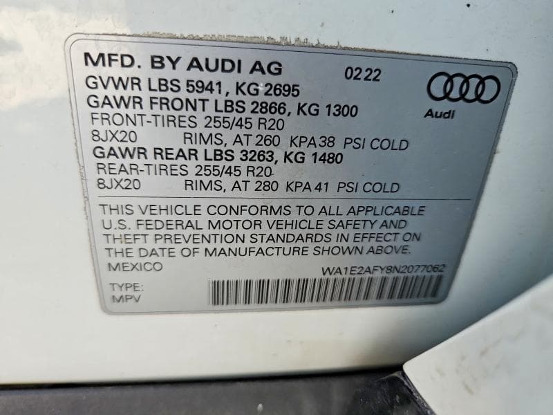 2022 AUDI Q5 E PREMIUM PLUS 55 12